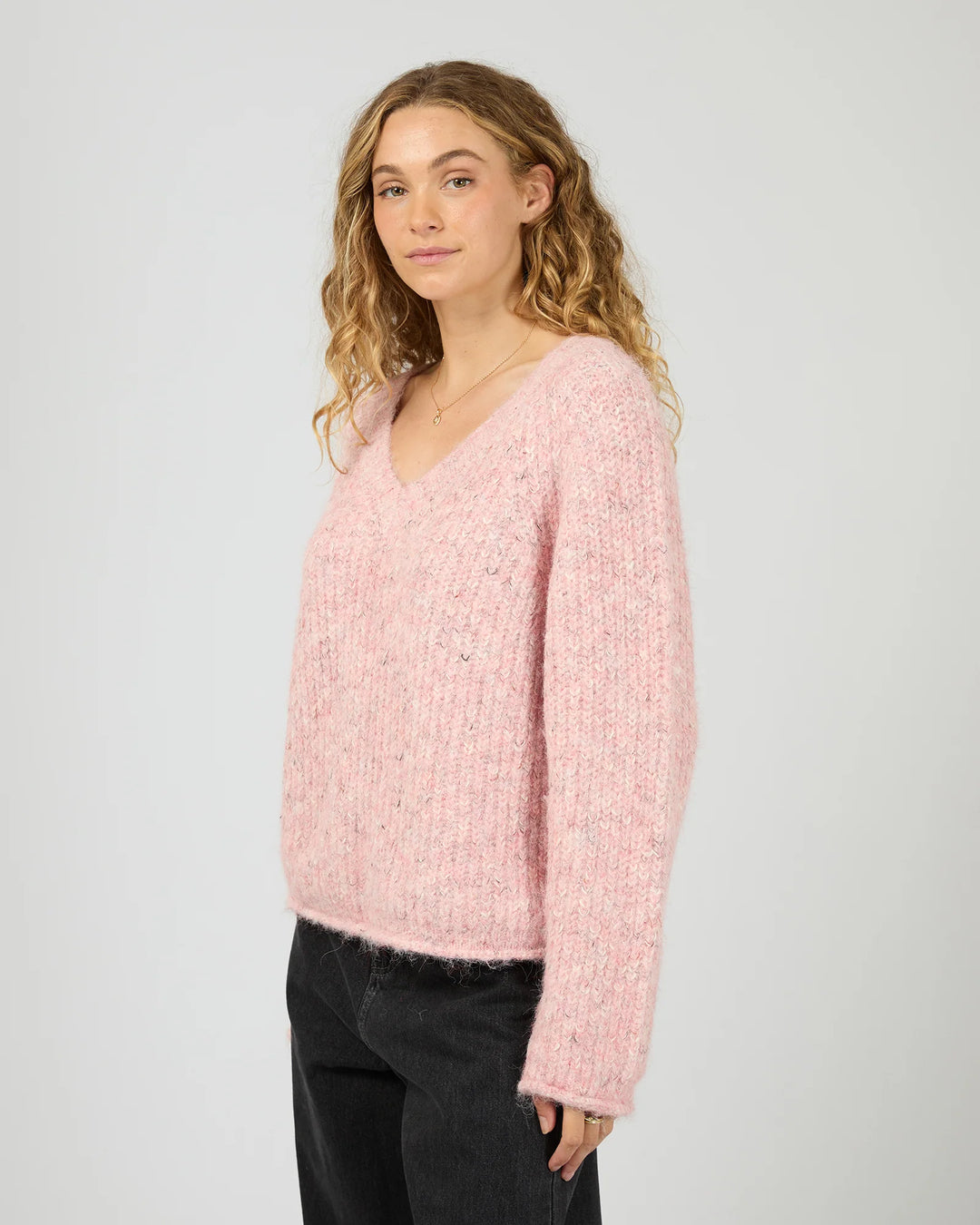 All About Eve Devon V Neck Jumper - Pale Pink