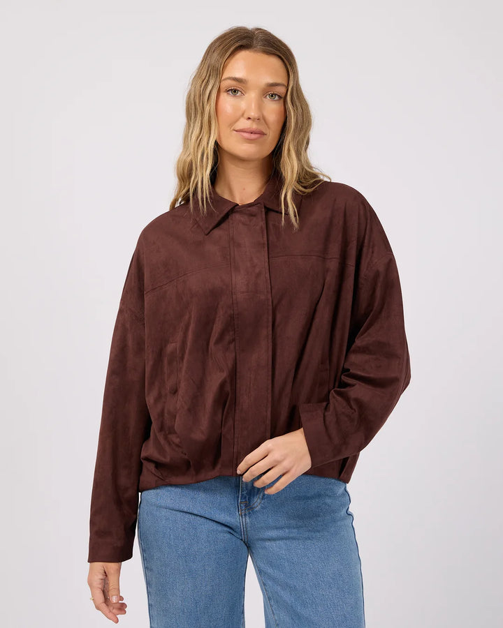 All About Eve Haze Faux Suede Jacket Chocolate