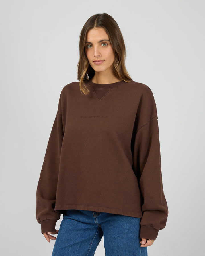 All About Eve Washed Boxed Crew - Brown