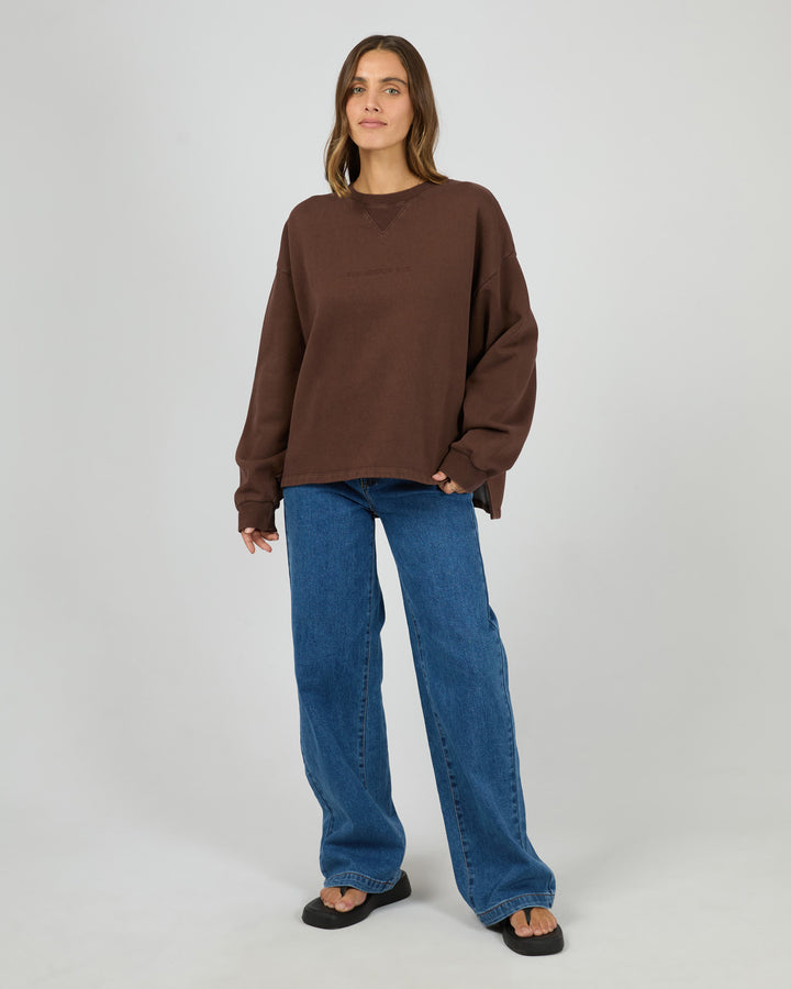 All About Eve Washed Boxed Crew - Brown