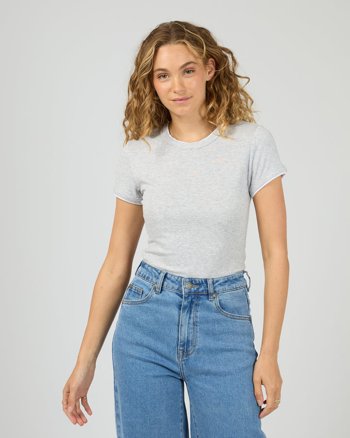 All About Eve Aae Layered Tee - Grey Marle