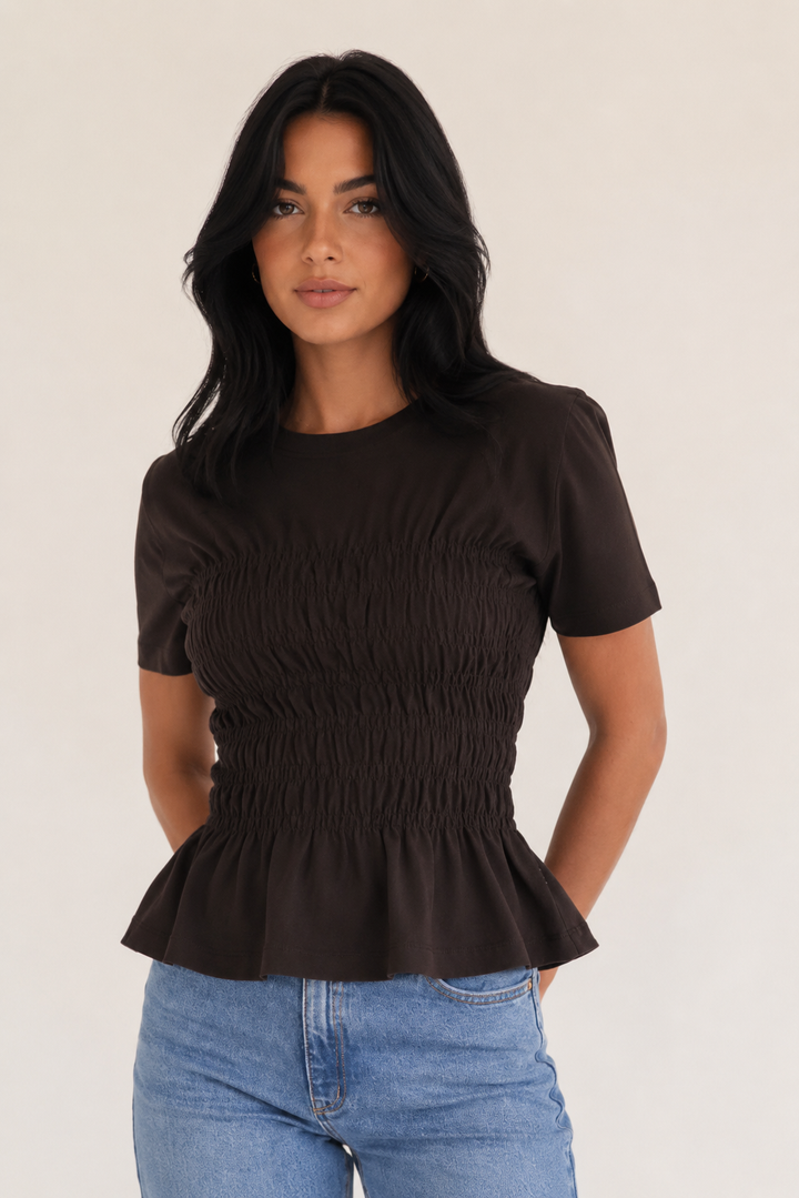 All About Eve Lipa Ruched Top - Brown