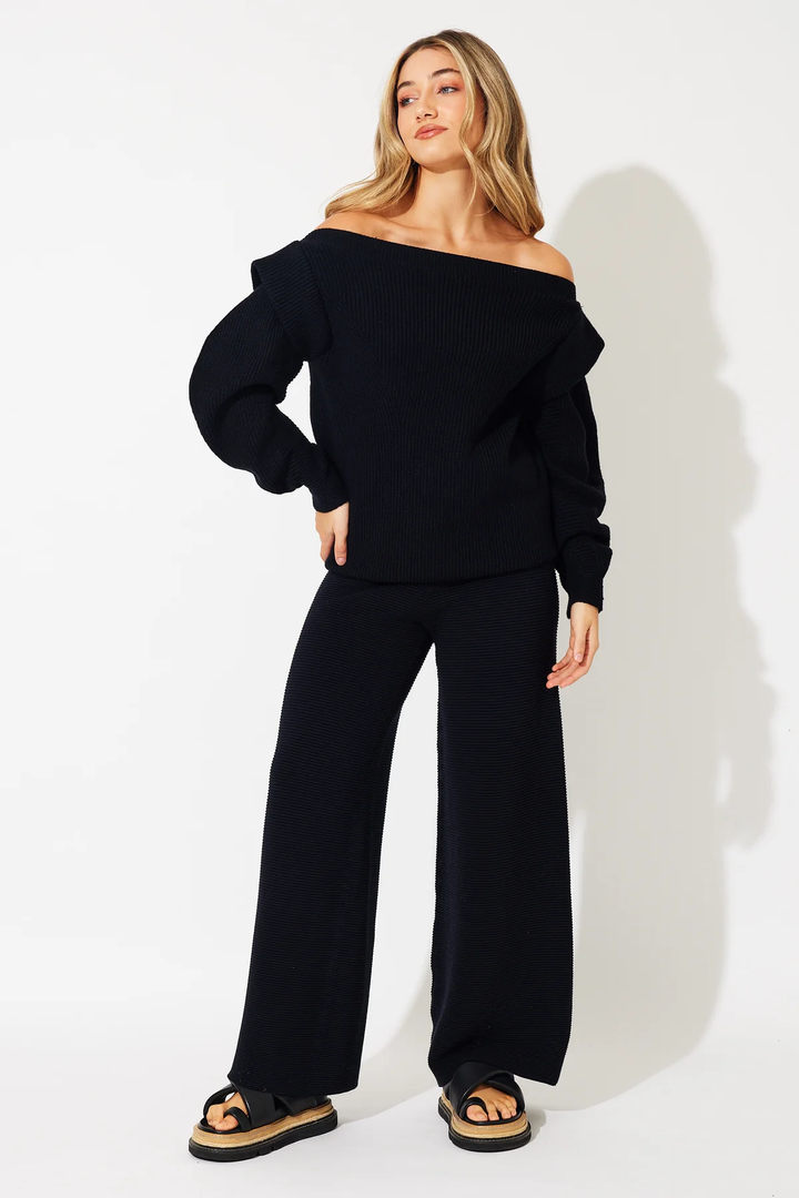 BTL Bianca Off Shoulder Knit - Black