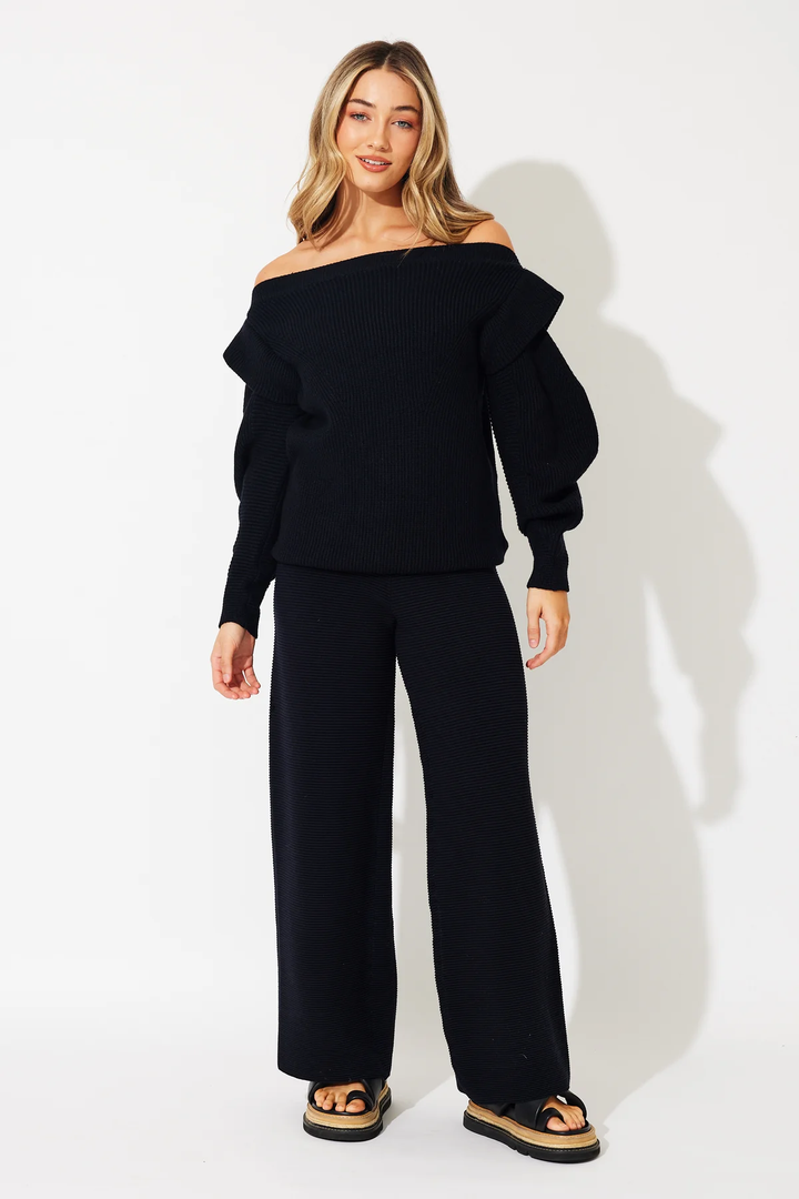 BTL Bianca Off Shoulder Knit - Black