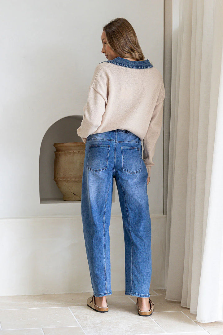 BTL Suzanne Denim Collar Knit - Beige