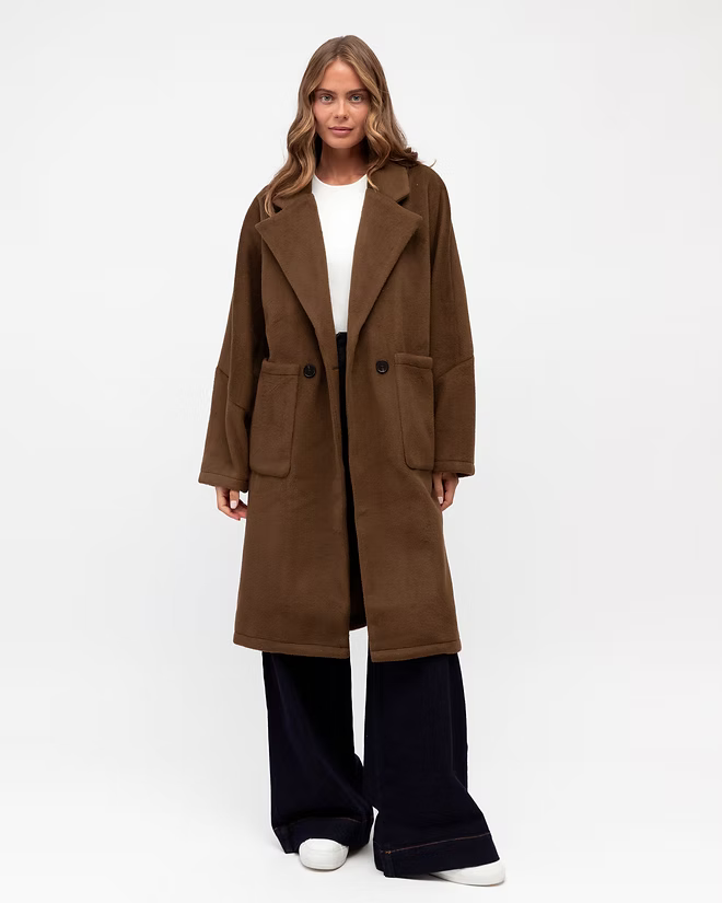 Ebby &amp; I Moderna Longline Jacket - Chocolate