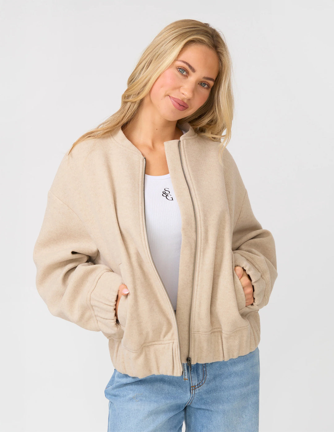 Stella &amp; Gemma Bomber Jacket - Oat