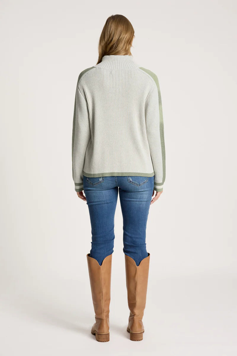 Eb + Ive Liora Zip Jumper - Bisque / Sage