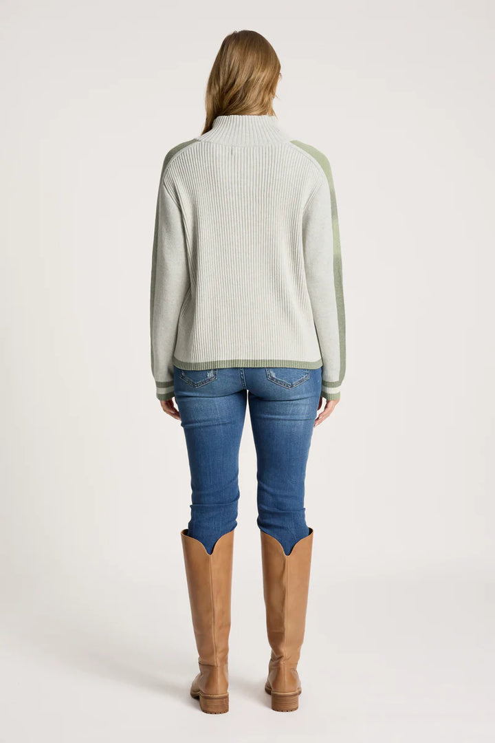 Eb + Ive Liora Zip Jumper - Bisque / Sage
