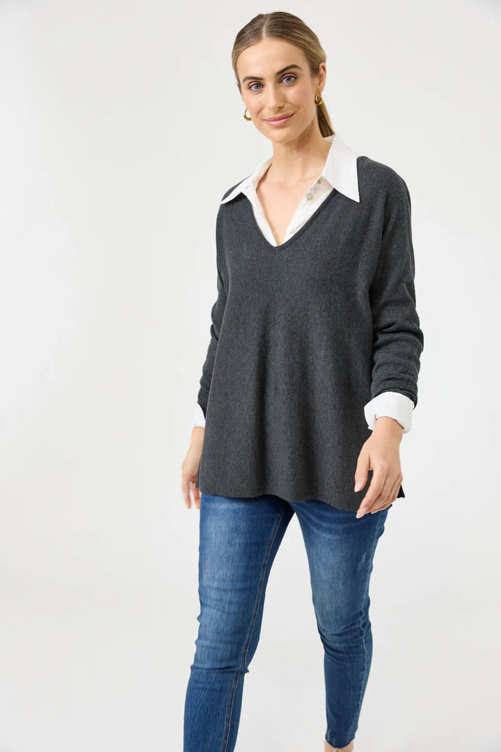 Eb + Ive Studio V Knit - Charcoal