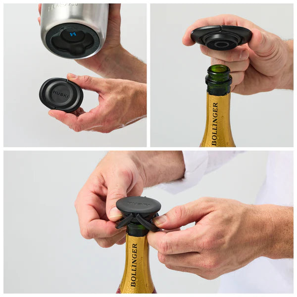 Huski Bubble Lock Bottle Stopper - Black