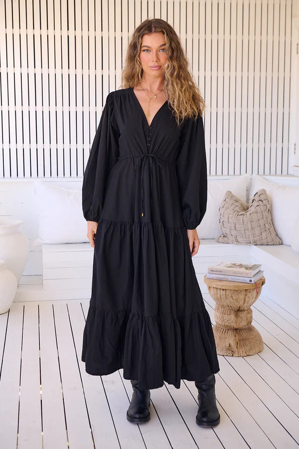 Jaase Onyx Cotton Teresa Maxi Dress - Black