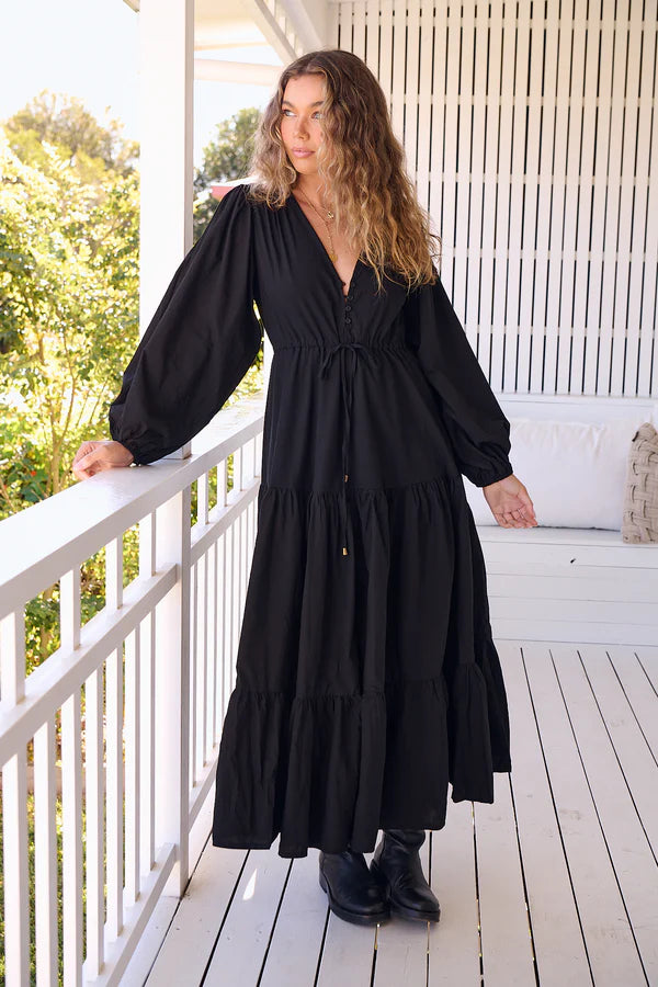 Jaase Onyx Cotton Teresa Maxi Dress - Black