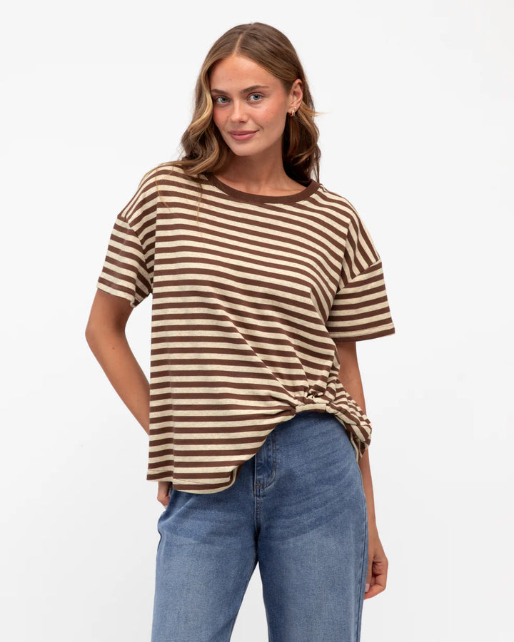 Label of Love Easy Tuck Tee - Choc/Neutral