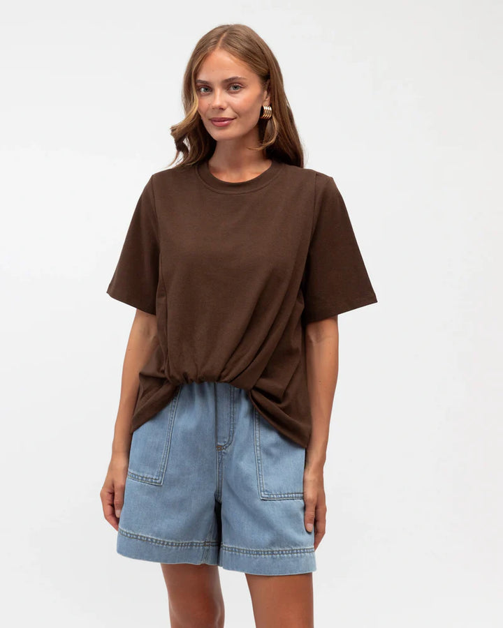 Label of Love Easy Tuck Tee - Brown