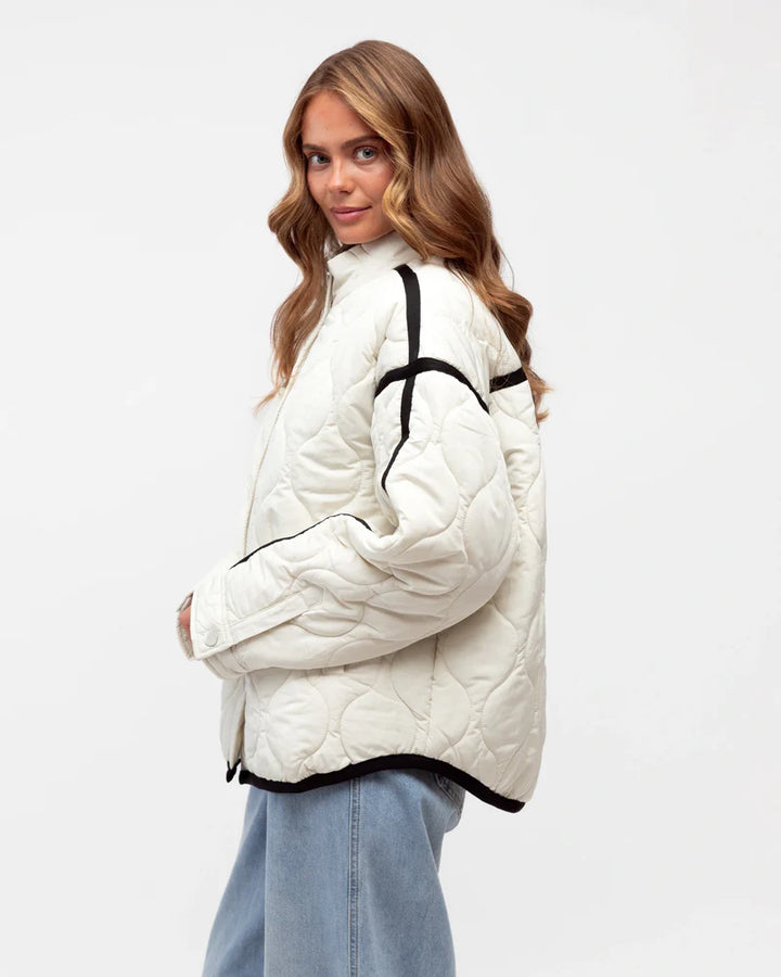Label of Love Quilted Puffer Jacket - Ivory