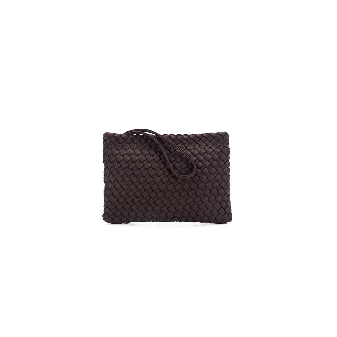 Black Caviar The Hampton Chocolate &amp; White 2 Piece Handwoven Neoprene Handbag