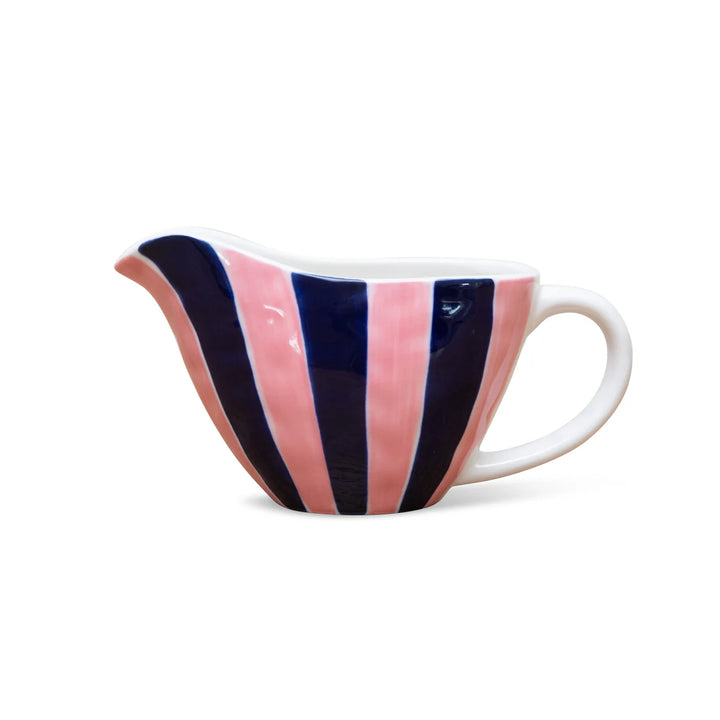 Noss &amp; Co Ceramic Gravy Jug | Pink &amp; Navy Stripe