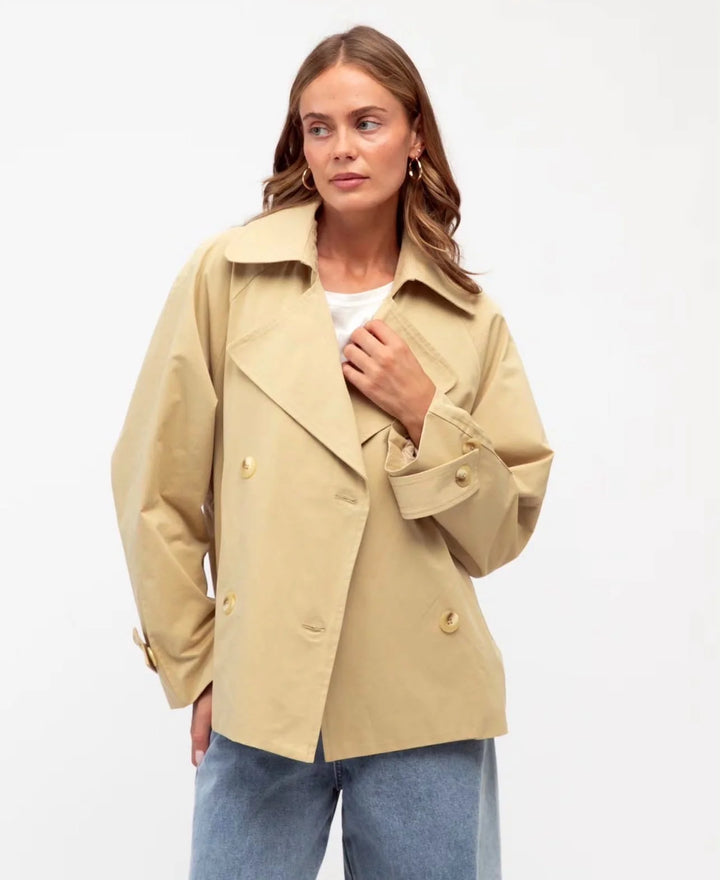 Paper Heart Moria Cropped Trench Coat - Neutral