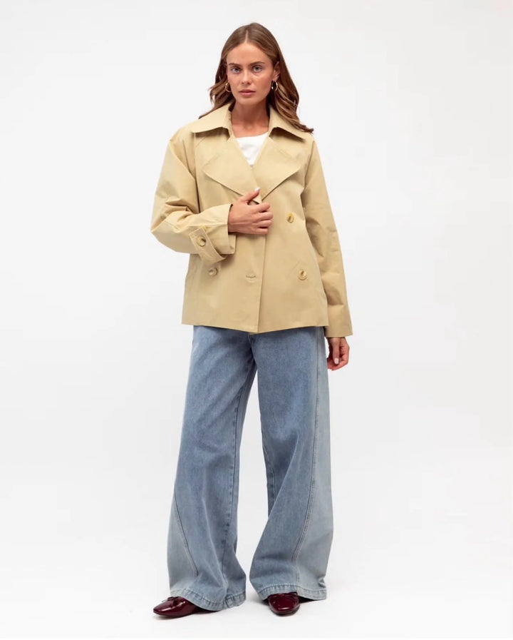 Paper Heart Moria Cropped Trench Coat - Neutral