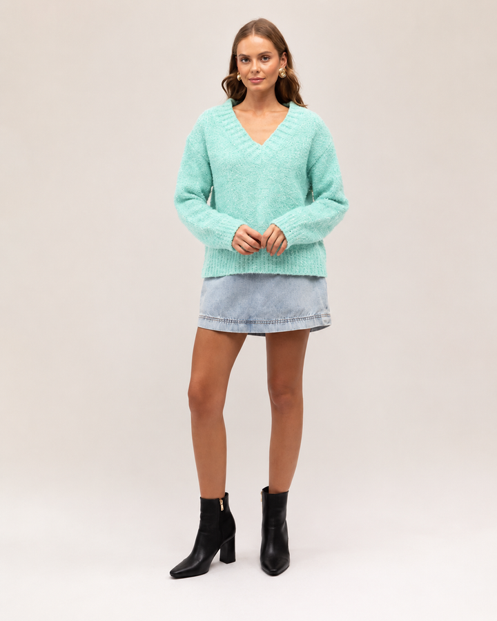 Paper Heart Oxford Knit - Aqua