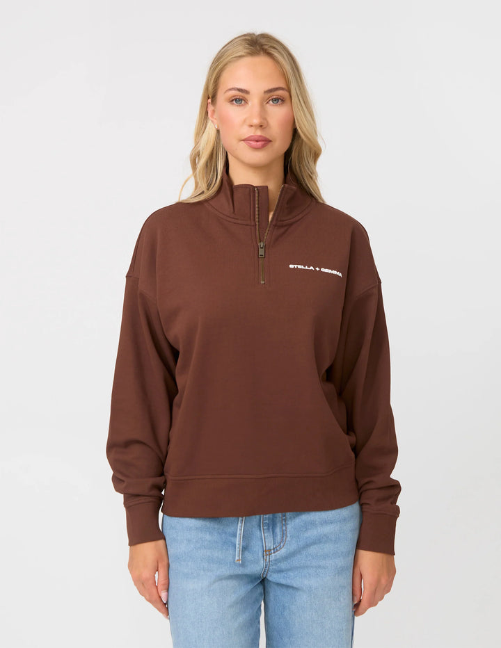 Stella &amp; Gemma Core 1/4 Zip Sweatshirt - Espresso