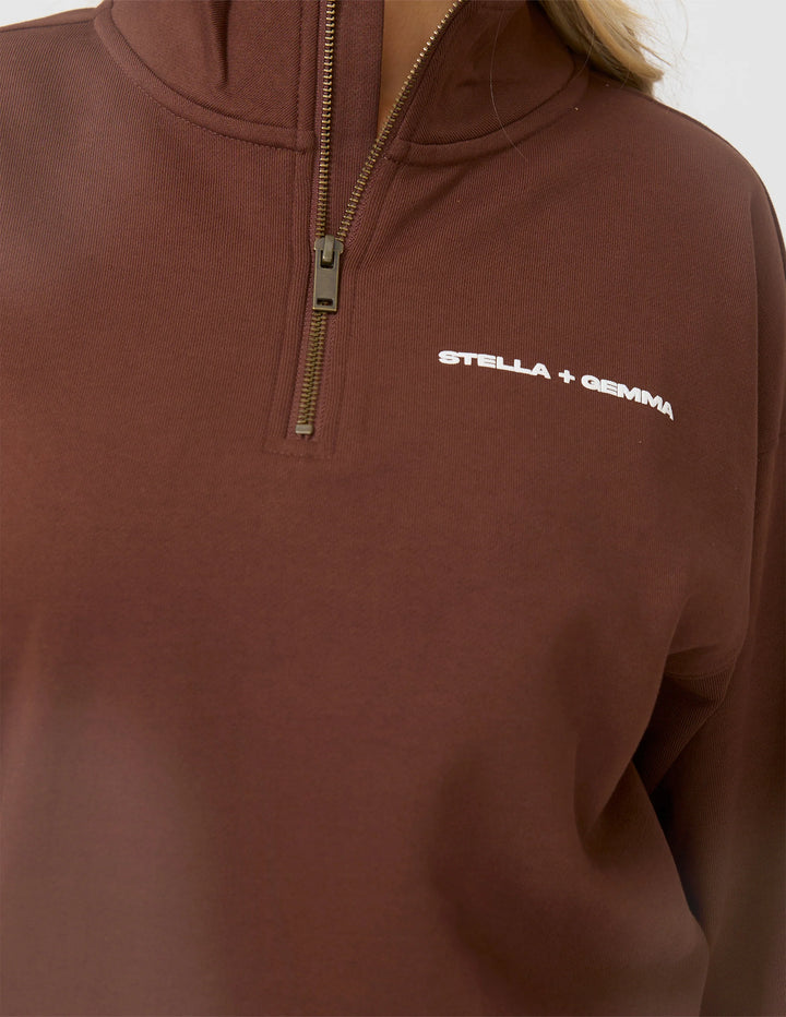 Stella &amp; Gemma Core 1/4 Zip Sweatshirt - Espresso