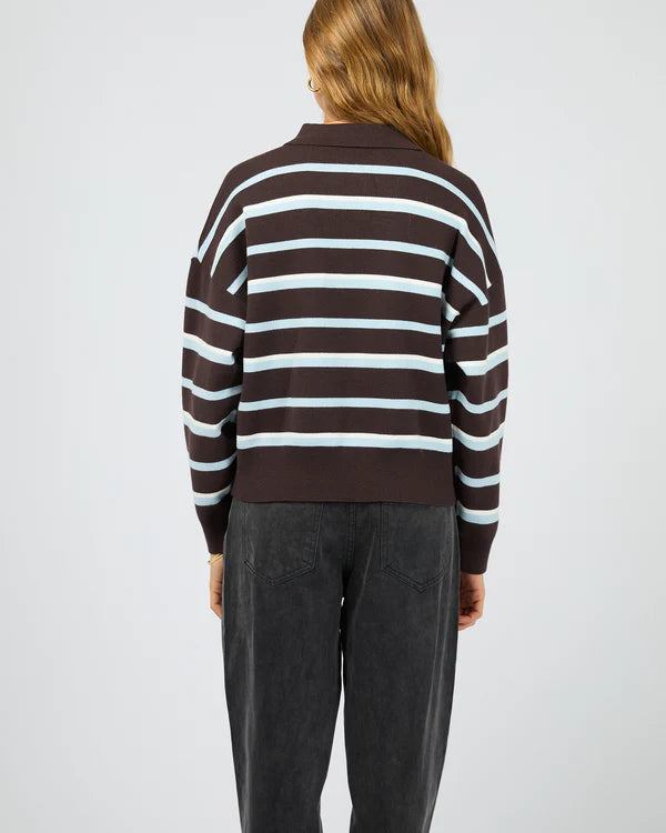 Silent Theory Anita Knit Polo Top - Chocolate