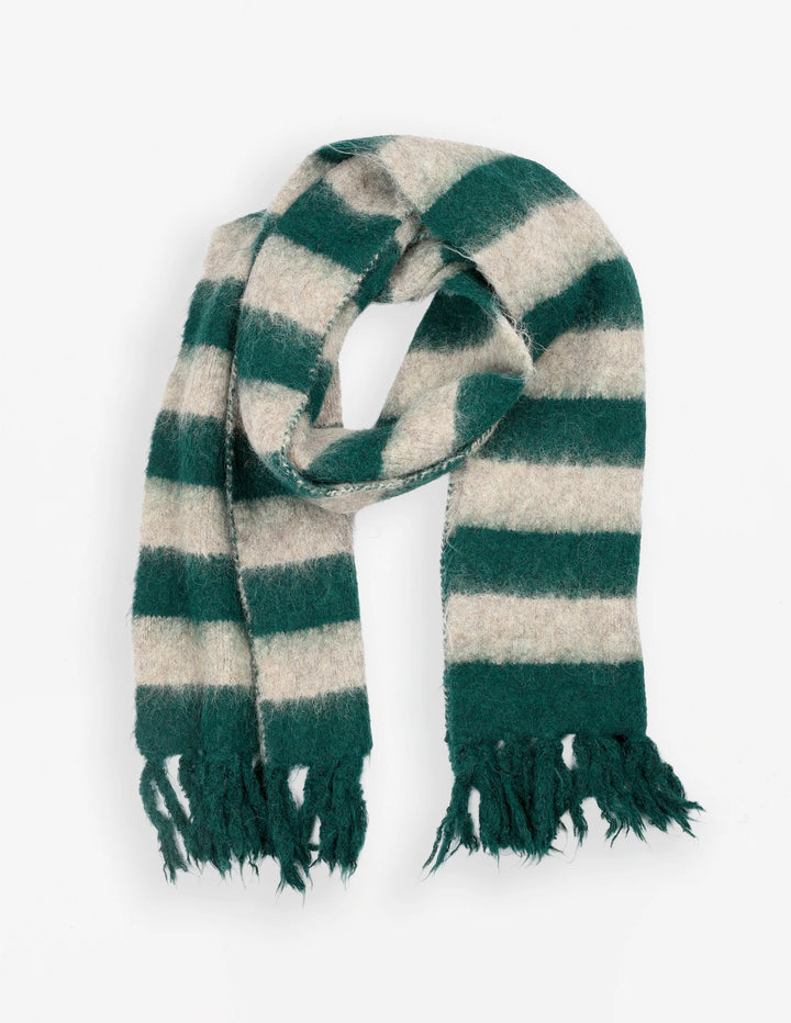 Stella &amp; Gemma Scarf - Moss &amp; Taupe Stripe
