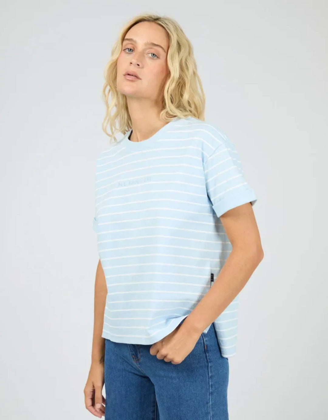 All About Eve Washed Stripe Tee - Ocean Blue