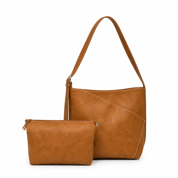Black Caviar Aryana Tan Vegan Leather Shoulder &amp; Crossbody Bag