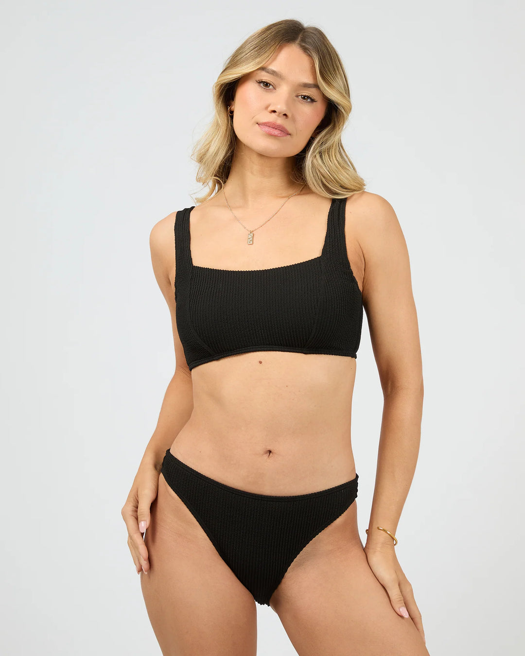 All About Eve Phoenix Rib Classic Bikini Bottom Black