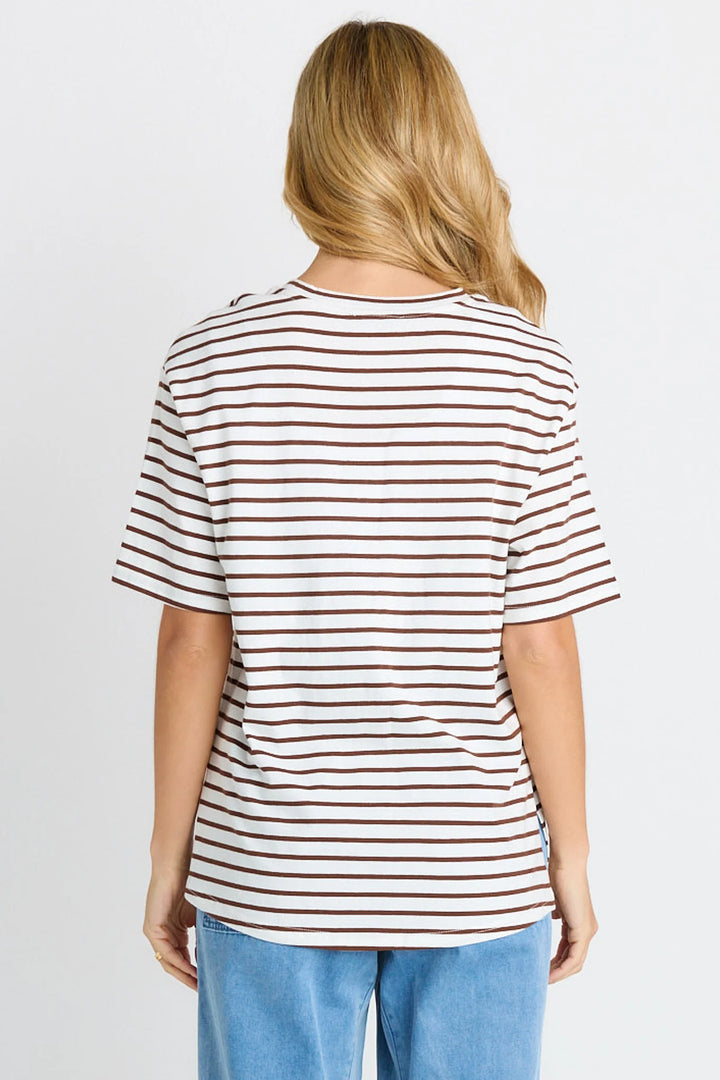 Betty Basics Relax Boxy Tee - Choc Stripe