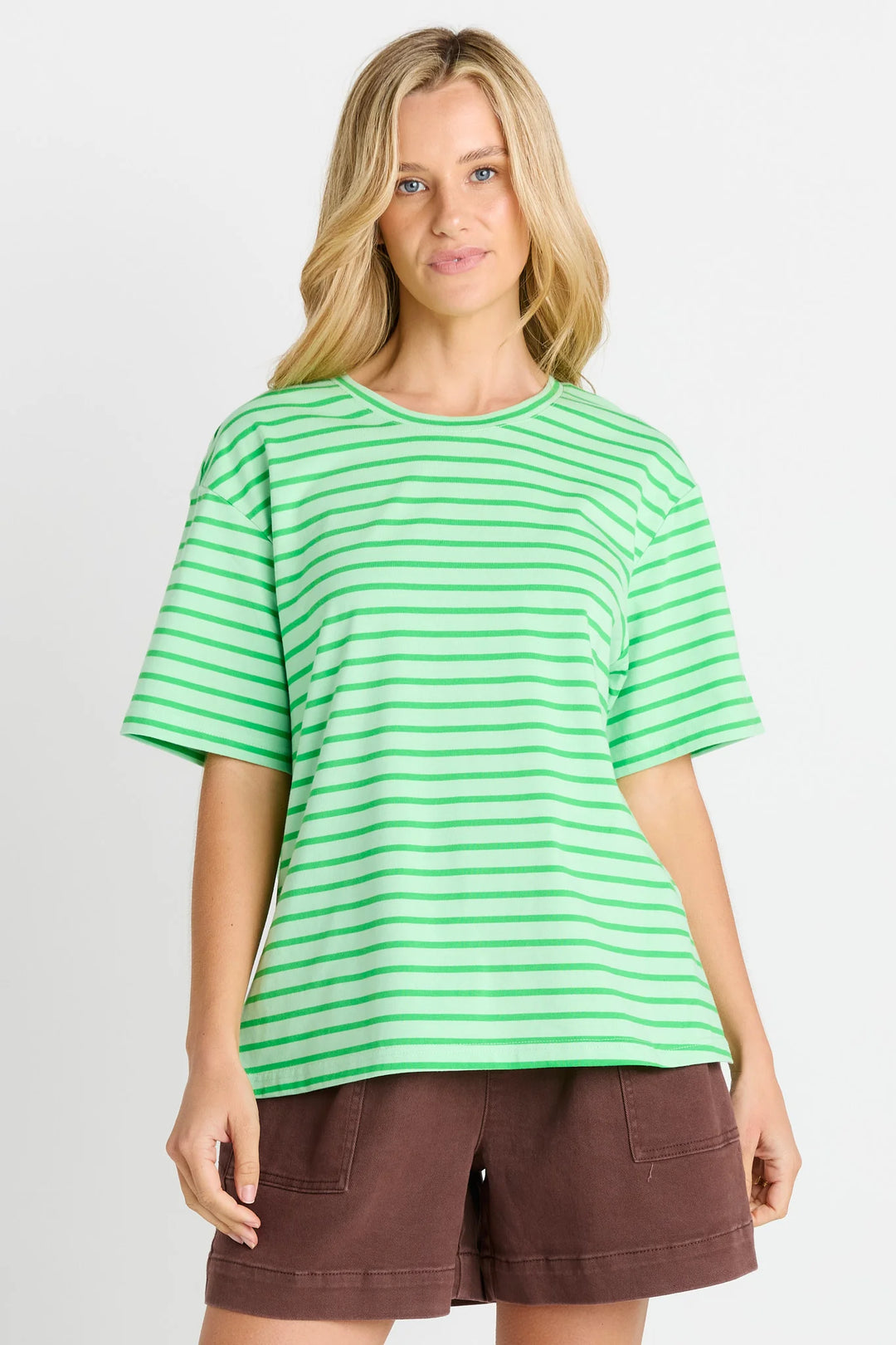 Betty Basics Relax Boxy Tee - Green Stripe