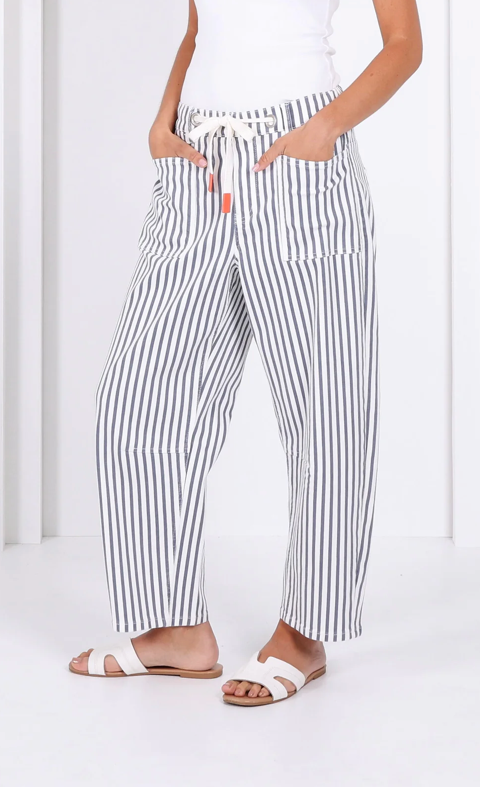 Monaco Carter Barrel Jean Stripe - Blue
