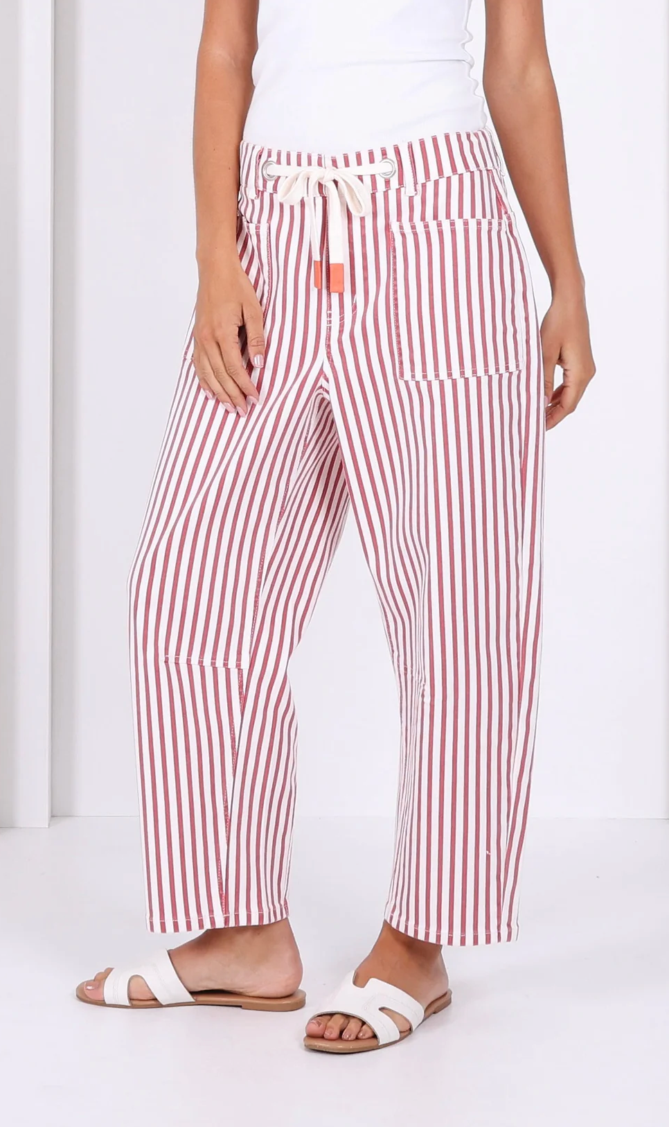 Monaco Carter Barrel Jean Stripe - Rust