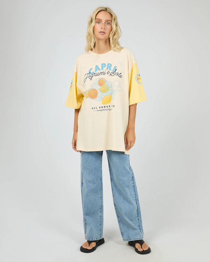 All About Eve Club Capri Oversized Tee - Vanilla