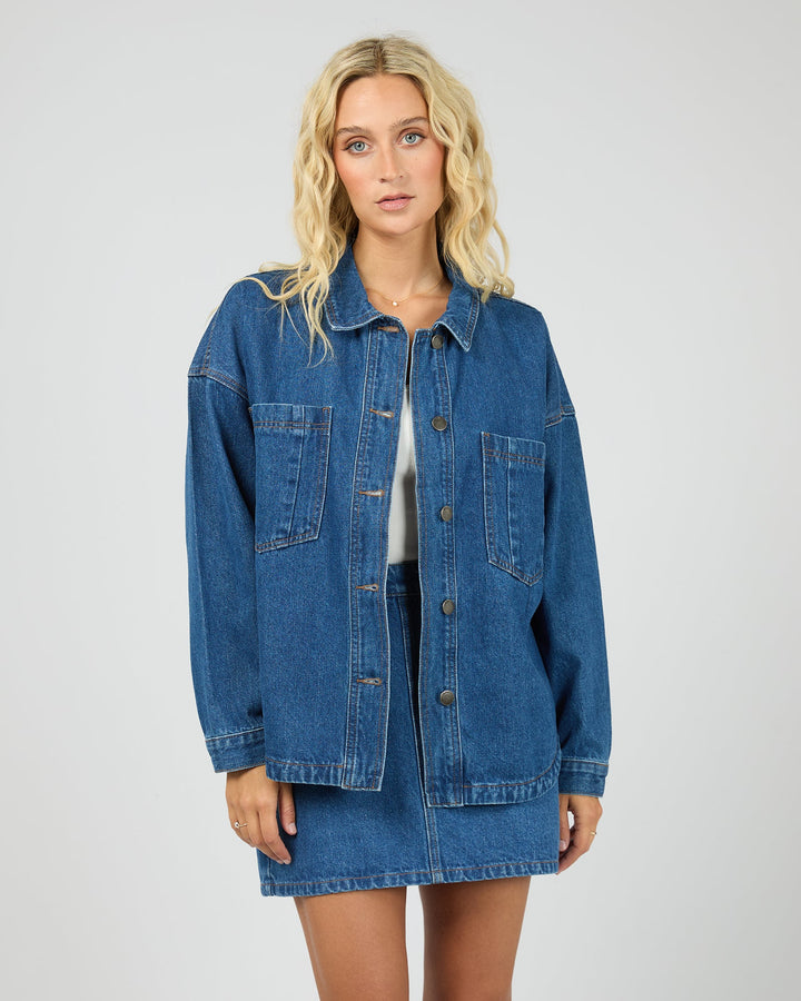 All About Eve Dale Shacket - Heritage Blue