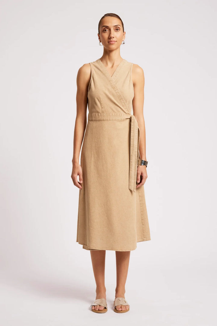 Eb &amp; Ive Dusk Denim Wrap Dress - Dune
