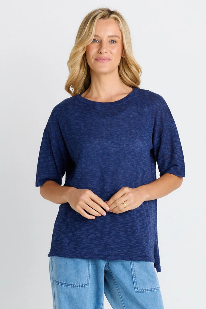 Betty Basics Eleni Knit Tee - Navy