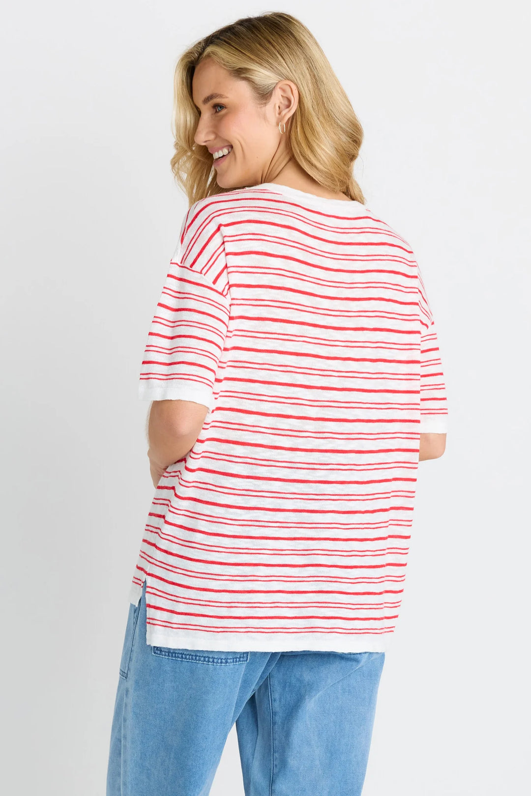 Betty Basics Eleni Knit Tee - Red/White Stripe