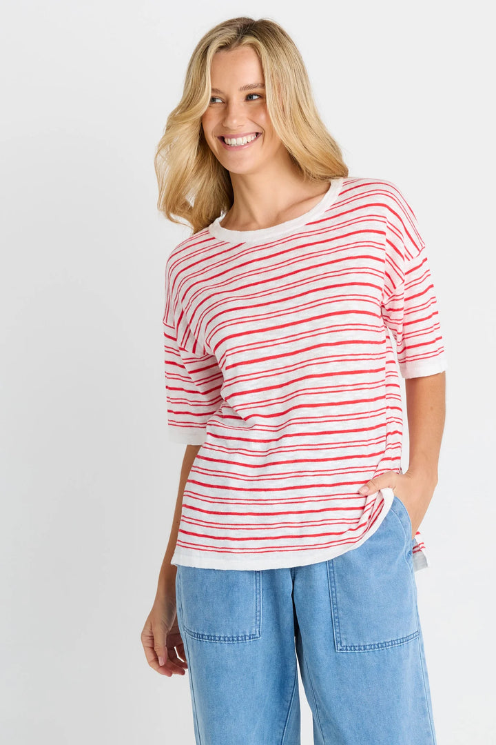 Betty Basics Eleni Knit Tee - Red/White Stripe