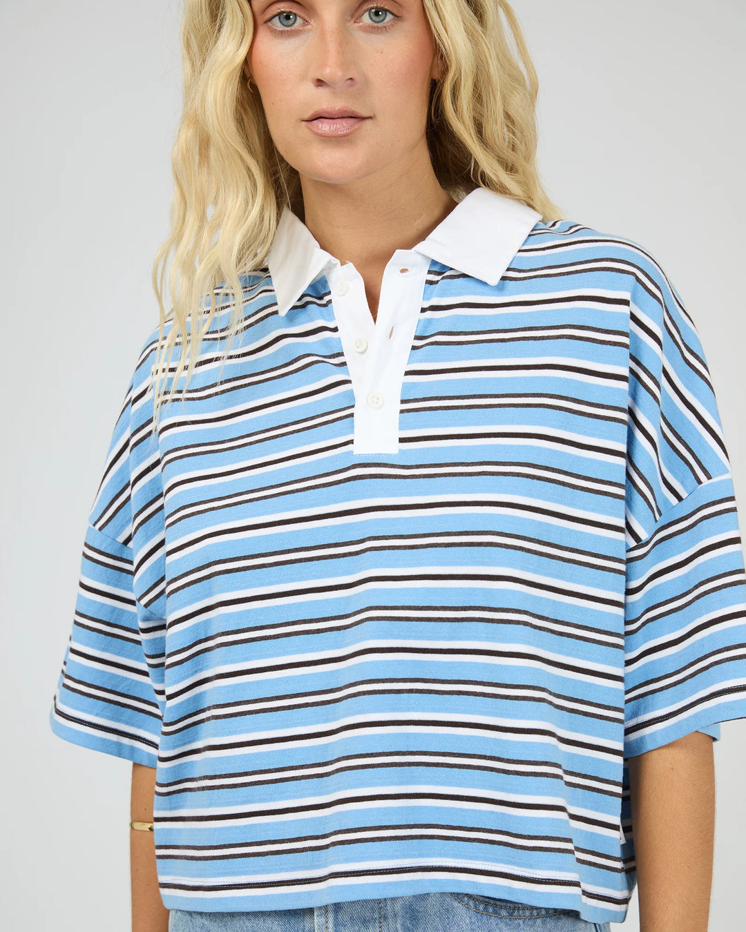 All About Eve Junie Stripe Rugby Tee - Blue