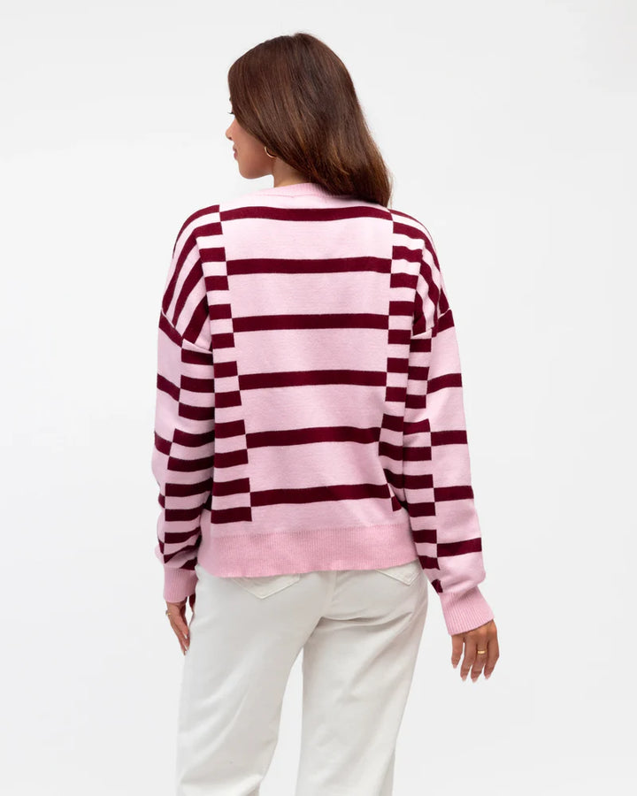 Label of Love Knit - Stripe - Pink / Merlot