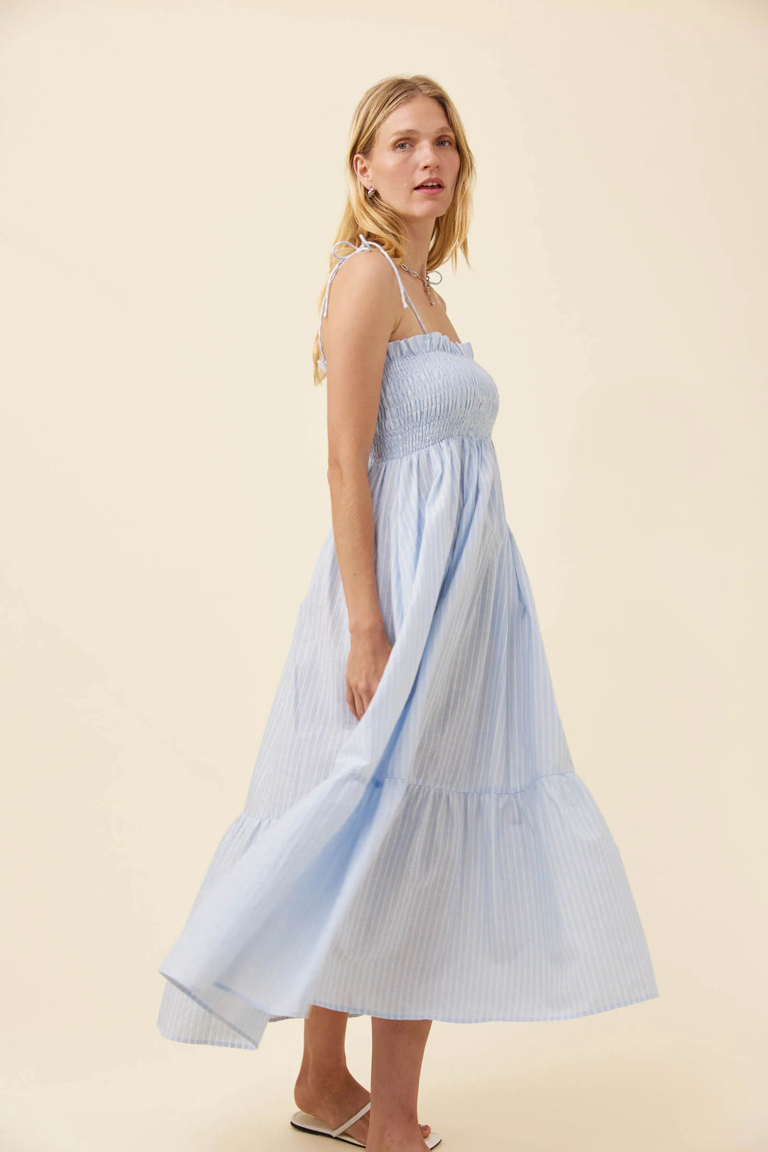 Isle of Mine Lyndell Shirred Maxi Dress - Light Blue