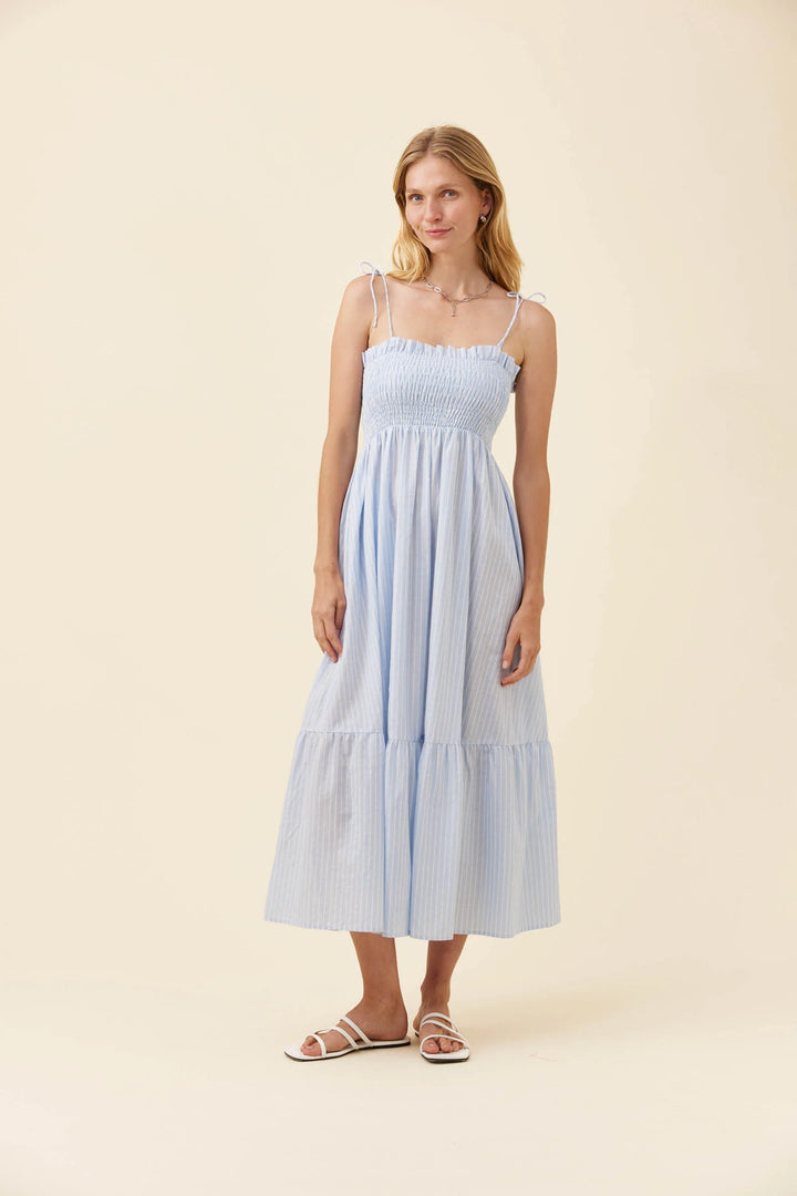 Isle of Mine Lyndell Shirred Maxi Dress - Light Blue