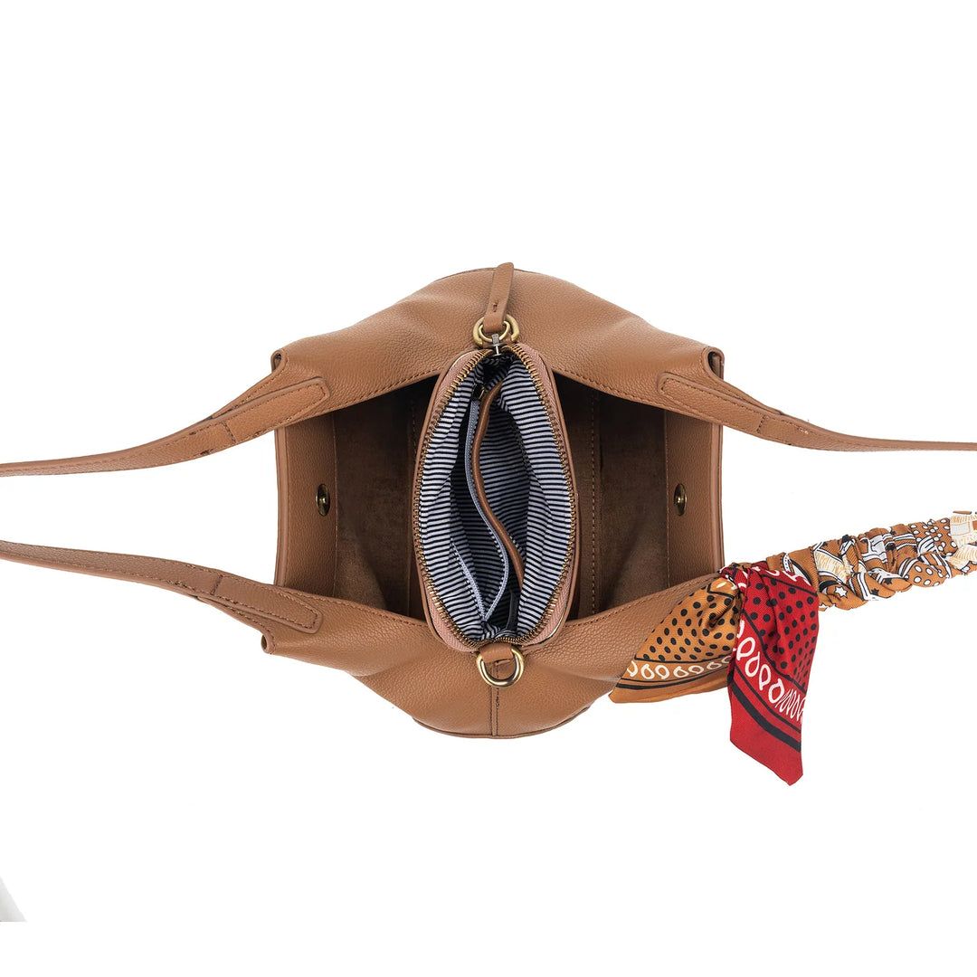 Black Caviar Mini Dune Mocha Vegan Leather Top Handle Handbag