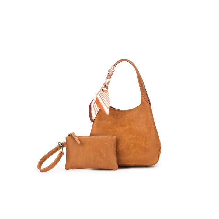 Black Caviar Mini Dune Tan 2 Piece Vegan Leather Top Handle Handbag