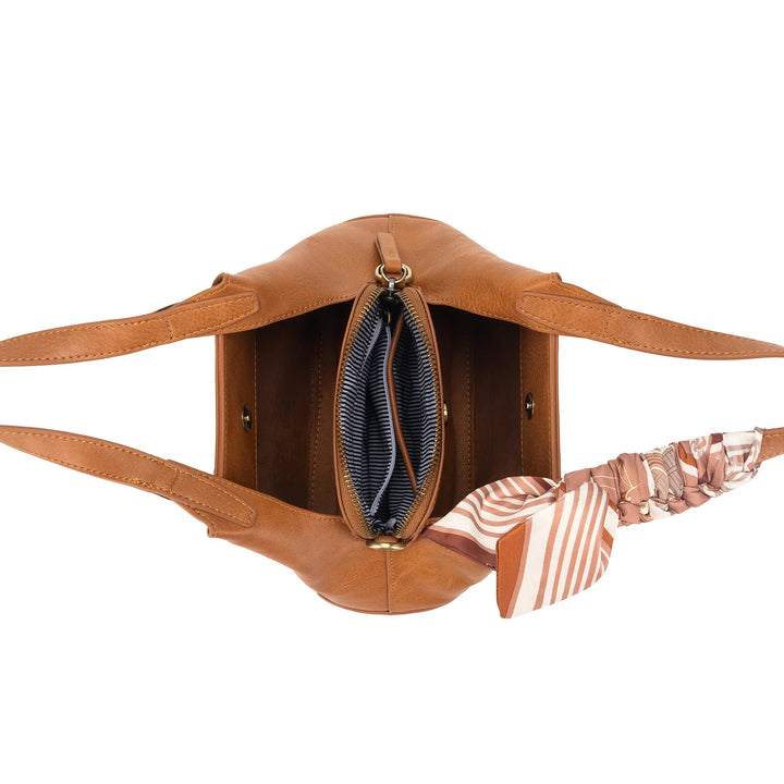 Black Caviar Mini Dune Tan 2 Piece Vegan Leather Top Handle Handbag