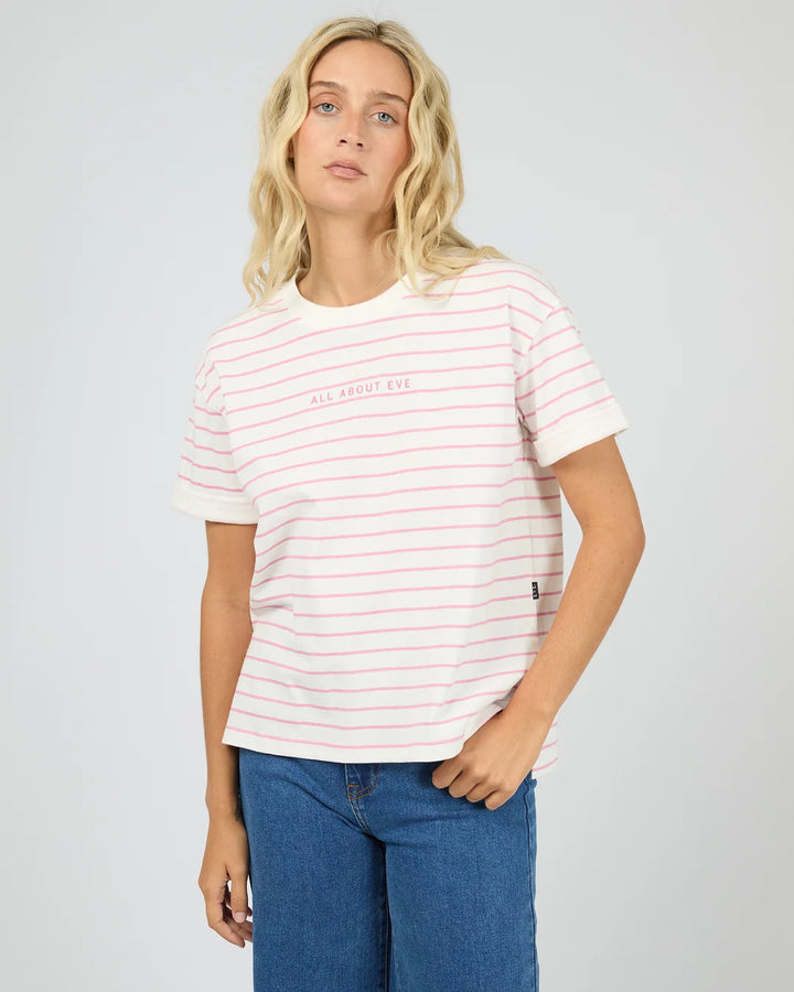 All About Eve Washed Striped Tee - Orchid